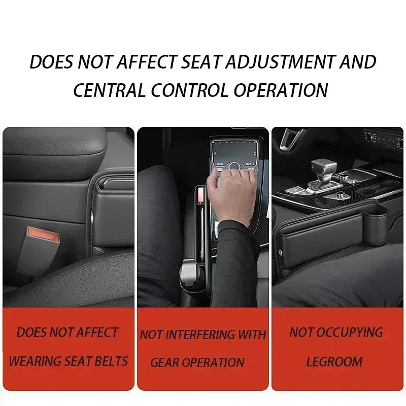 Car Seat Gap Filler Organizer Multifunctional Storage Box Pocket Console Crevice Leather Holder Cup Phone Key Card Auto