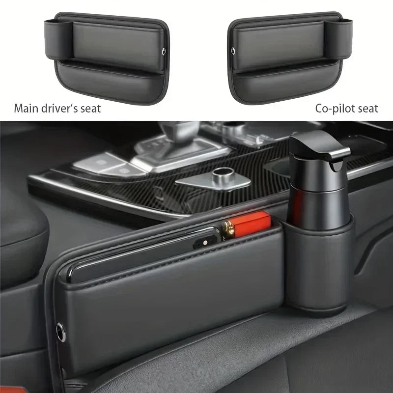 Car Seat Gap Filler Organizer Multifunctional Storage Box Pocket Console Crevice Leather Holder Cup Phone Key Card Auto