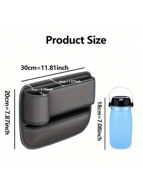 1pc Car Seat Gap Filler Organizer with Cup Holder PU Leather Car Side Seat Storage Box Multi-functional Car Interior Organizer F